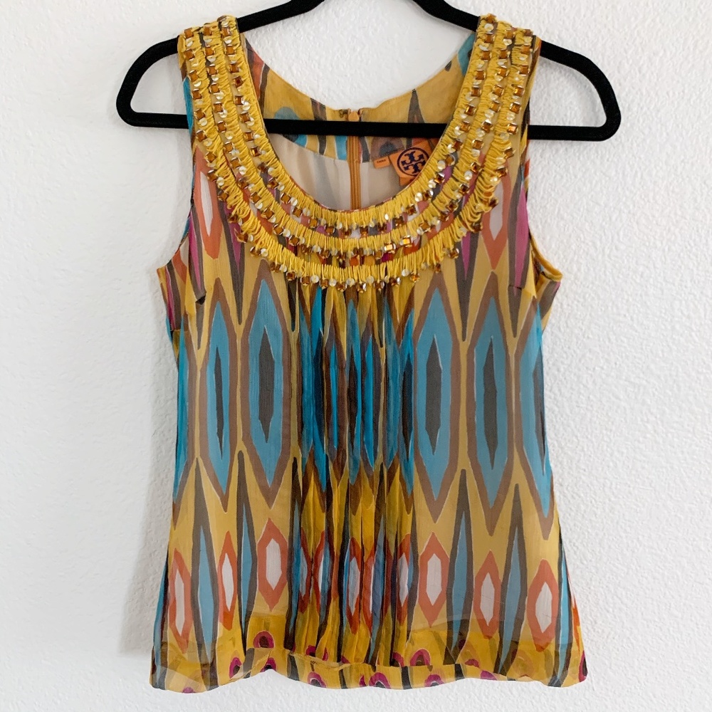 SOLD*Tory Burch • Yellow Tribal Silk Embellished